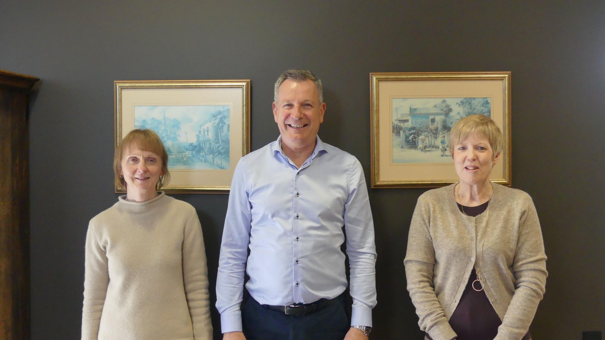 Jo Morgan, Martin Welsford and Lesley Van Kessel, left to right, in the Welsford office